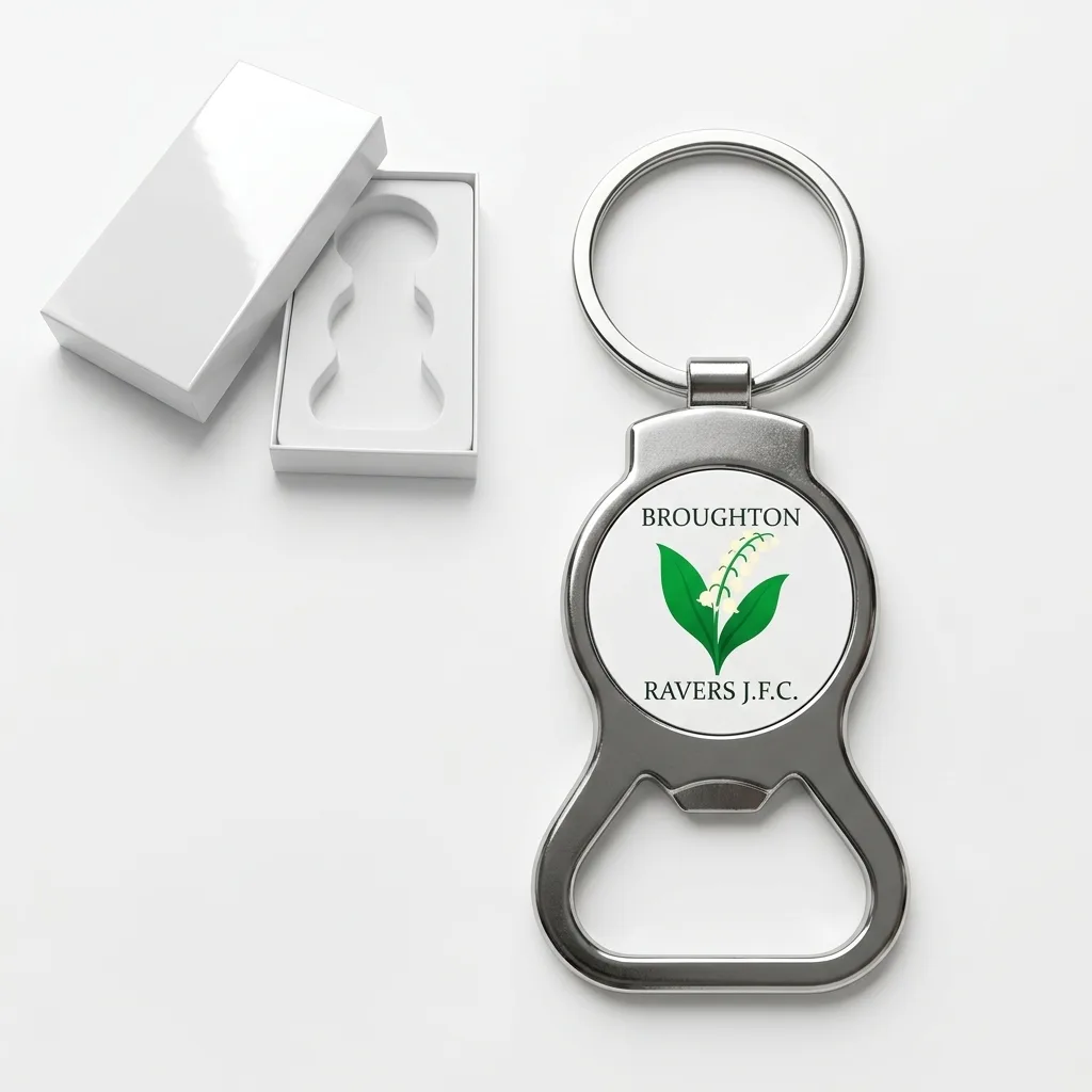 bottle opener keyring with logo and box