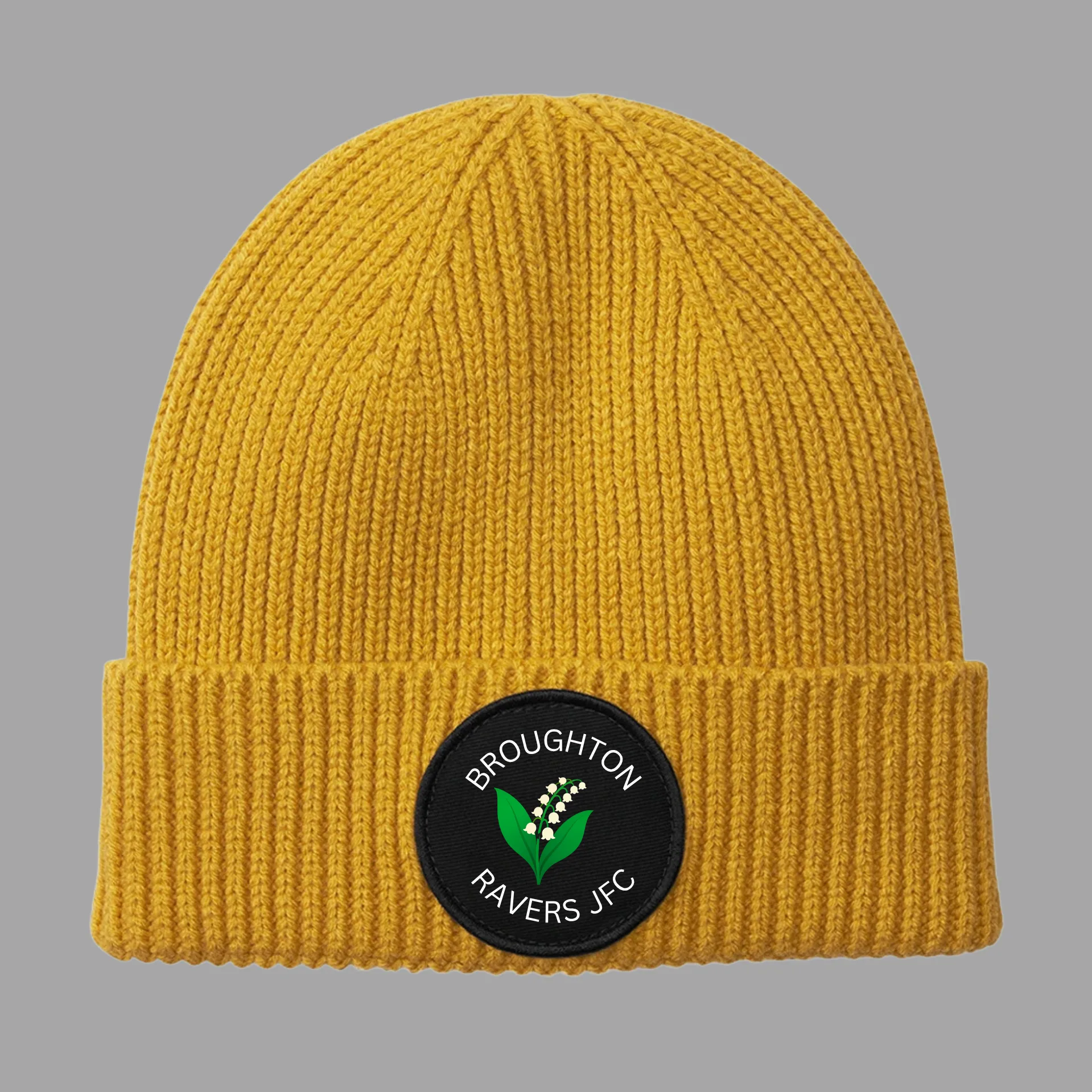 yellow patch beanie